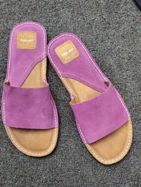 Free People Pink Suede Slide Sandals